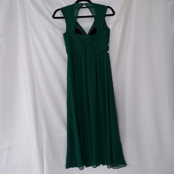 Ever-Pretty Women's Chiffon V Neck Cap Sleeve Backless Gown in Deep Green - Picture 5 of 16